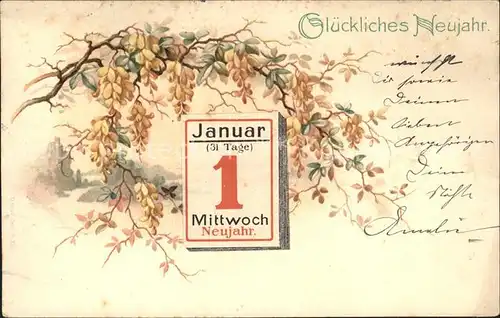 Datumskarte 1. Januar Neujahr Litho Kat. Besonderheiten