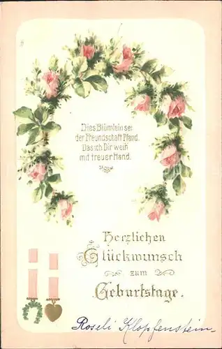 Geburtstag Glueckwunsch Blumen Gedicht  Kat. Greetings