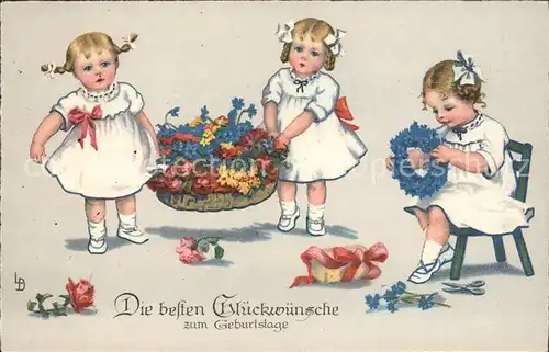 Kinder Child Enfants Maedchen Glueckwunsch Geburtstag Blumen Geschenk Kat. Kinder