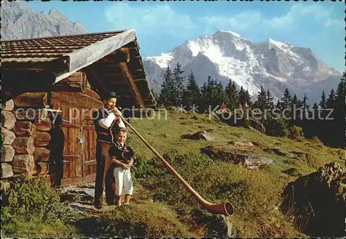 Alphorn Alphornblaeser Sennenbub Wengen Jungfrau Kat. Musik