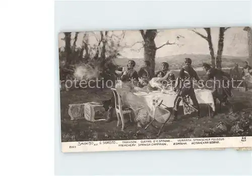 Kuenstlerkarte Alte Kuenstler G. Sigriste Trahison Guerre d Espagne Nr. 2065 Salon 1913 Kat. Kuenstlerkarte