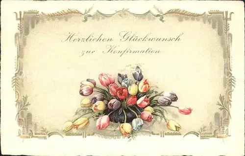 Konfirmation Tulpen Litho Kat. Feiern und Feste