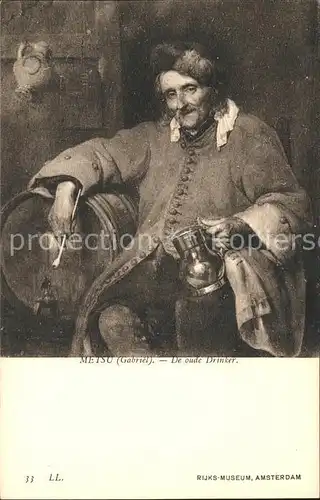 Kuenstlerkarte Gabriel Metsu De oude Drinker Nr. 33 Kat. Kuenstlerkarte