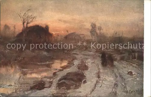 Kuenstlerkarte V. A. Cargnel Tramonto invernale Nr. 1051 Kat. Kuenstlerkarte