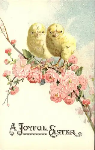 Ostern Easter Paques Kueken Blumen Blueten Litho / Greetings /