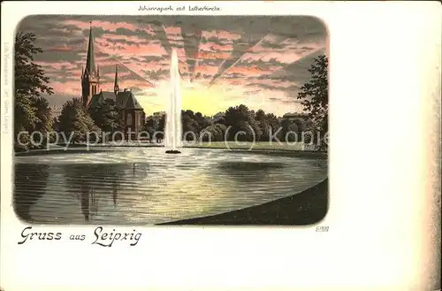 Verlag Garte Leipzig Litho Nr. 4182 Leipzig Johannapark mit Lutherkirche / Verlage /