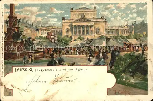 Verlag Buerger Leipzig Nr. 2063 Leipzig Augustusplatz Messe R.Carloforli / Lithokarte /