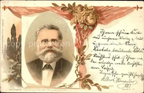 Persoenlichkeiten Fritz Reuter Dichter Litho  / Persoenlichkeiten /