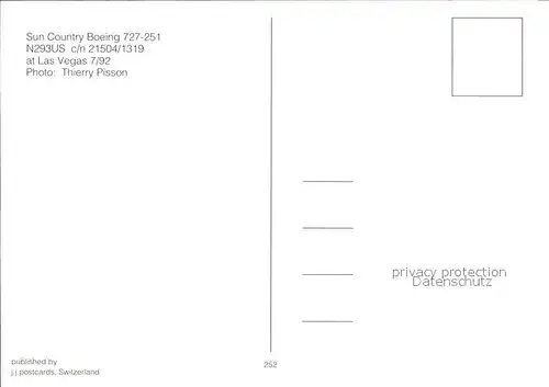 Flugzeuge Zivil Sun Country Boeing 727 251 N293US c n 21504 1319 Kat. Flug