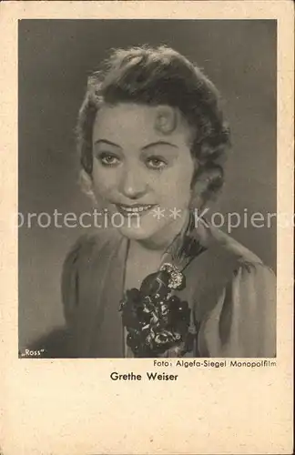 Schauspieler Grethe Weiser Foto Algefa Siegel Monopolfilm Kat. Kino und Film