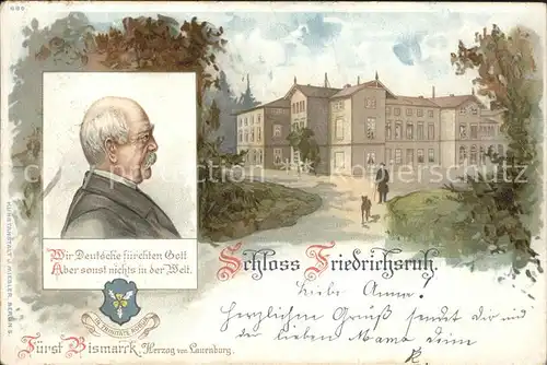 Bismarck Schloss Friedrichsruh Litho Kat. Persoenlichkeiten