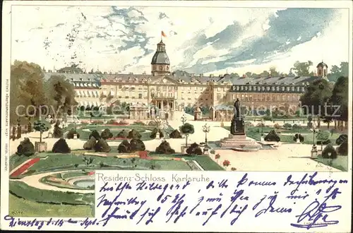 Kley Residenz Schloss Karlsruhe Kat. Kuenstlerlitho