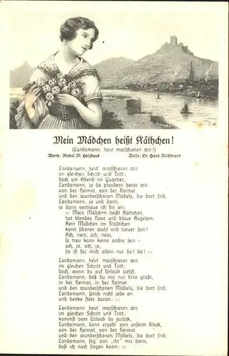 Liederkarte Mein Maedchen heisst Kaetchen  Kat. Musik