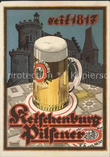 Bier Ketschenburg Pilsener Bierkrug Werbung Kat. Lebensmittel