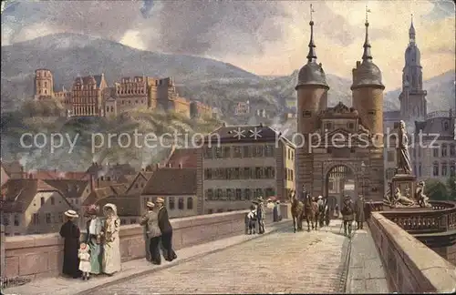 Hoffmann Heinrich Heidelberg Alte Neckarbruecke Schloss Nr. 113 Bahnpost Kat. Kuenstlerkarte