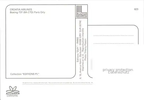 Flugzeuge Zivil Croatia Airlines Boeing 737 9A CTD  Kat. Airplanes Avions