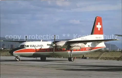 Flugzeuge Zivil Balair Fokker F27 Friendship 400 HB AAX c n 10351  Kat. Airplanes Avions