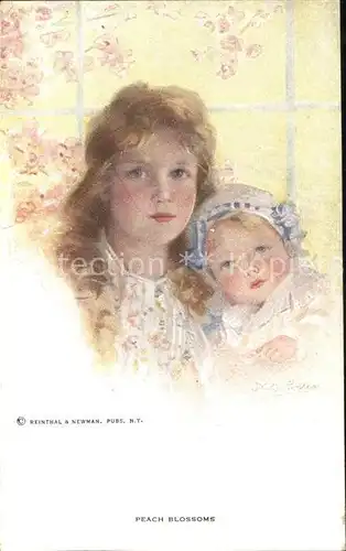 Baby Nursery Bebe Kind Kuenstlerkarte Peach Blossoms Verlag Reintal and Newman Kat. Kinder