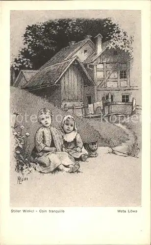 Loewe Meta Stiller Winkel Nr. 53 Kinder Katze Kat. Kuenstlerkarte