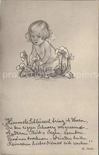 Goetz M. Nr. 157 Kind Blumen Gedicht  Kat. Kuenstlerkarte