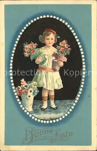 Kinder Child Enfants Blumen Glueckwunsch Litho Kat. Kinder