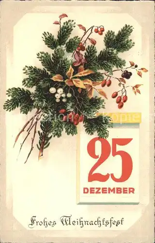 Weihnachten Weihnachtsstrauss Datum Litho Kat. Greetings