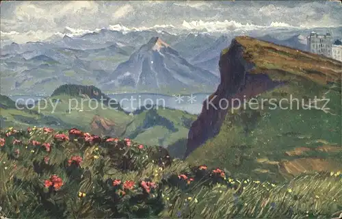 Kutscha Paolo Die Schweiz Panorama vom Rigi aus Nr. 150 Kat. Kuenstlerkarte