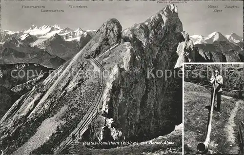 Alphorn Alphornblaeser Pilatus Tomlishorn Berner Alpen Kat. Musik