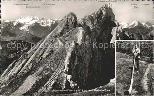 Alphorn Alphornblaeser Pilatus Tomlishorn Berner Alpen Kat. Musik