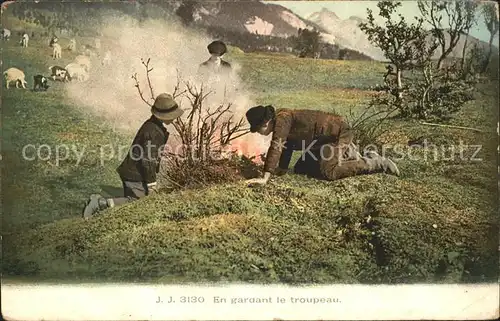 Hirte Kinder Feuer  Kat. Landwirtschaft