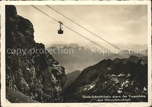 Seilbahn Saentis Toggenburg Silberplattenkoepfe Kat. Bahnen