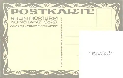 Schlatter E.E. Rheintorturm Konstanz  Kat. Kuenstlerkarte