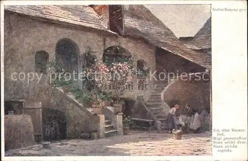 Kuenstlerkarte Stefan Simony Ein alter Bauernhof Wiener Volkskunst Nr. 604 Kat. Kuenstlerkarte