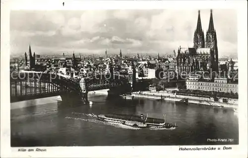 Foto Kratz Nr. 761 Koeln am Rhein Hohenzollernbruecke Dom Kat. Fotografie