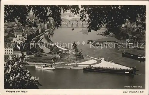 Foto Kratz Nr. 495 a Koblenz am Rhein Das Deutsche Eck Kat. Fotografie