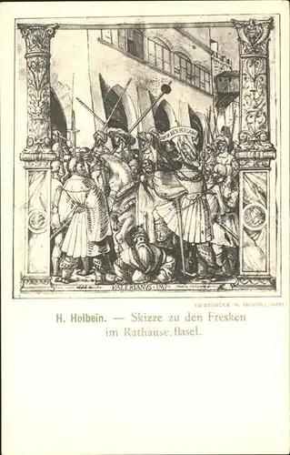 Holbein Hans Skizze Fresken Rathaus Basel Kat. Kuenstlerkarte