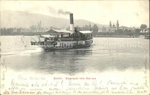 Dampfer Binnenschifffahrt Zuerich Alpenquai  Kat. Schiffe