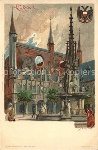 Kley Luebeck Rathaus  Kat. Kuenstlerlitho