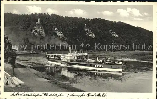 Dampfer Seitenrad Graf Moltke Bad Karlshafen Kat. Schiffe