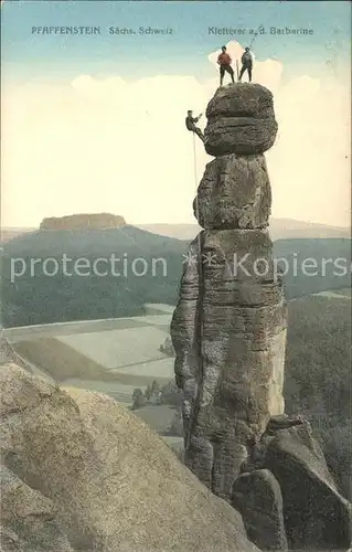 Klettern Bergsteigen Pfaffenstein Barbarine  Kat. Bergsteigen