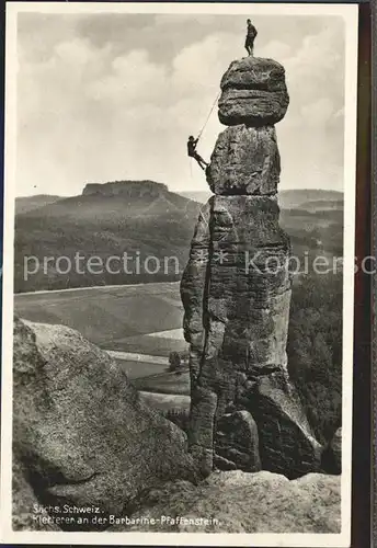 Klettern Bergsteigen Barbarine Pfaffenstein Saechsische Schweiz  Kat. Bergsteigen