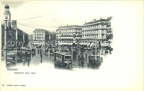 Verlag Hauser Y Menet Nr. 37 Madrid Puerta del Sol Strassenbahn Kat. Verlage