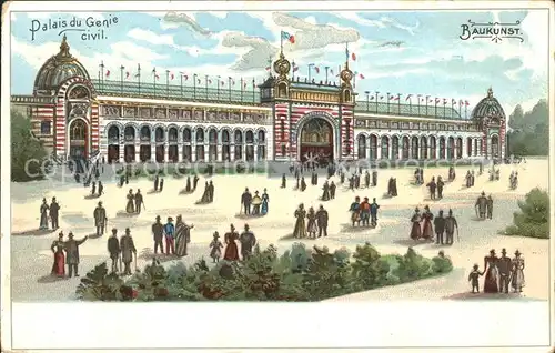 Exposition Universelle Paris 1900 Palais du Genie civil Baukunst Litho Kat. Expositions