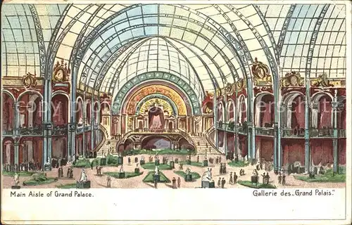Exposition Universelle Paris 1900 Main Aisle of Grand Palace Gallerie des Grand Palais Litho Kat. Expositions