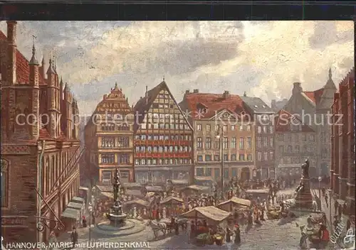 Verlag Tucks Oilette Nr. 630 B Hannover Marktplatz Lutherdenkmal Kat. Verlage