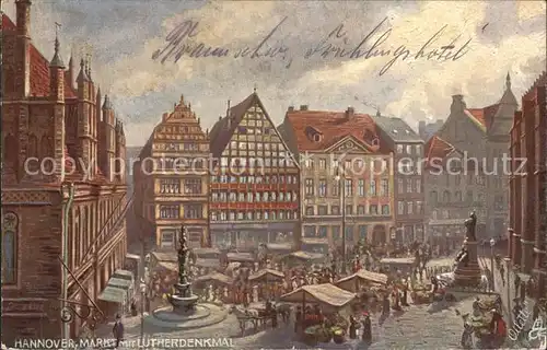 Verlag Tucks Oilette Nr. 630 B Hannover Marktplatz Lutherdenkmal Kat. Verlage