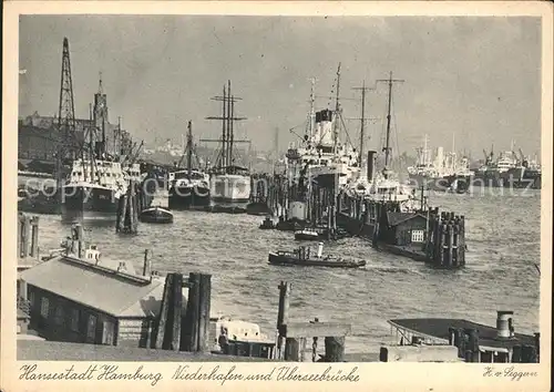 Dampfer Oceanliner Hamburg Niederhafen ueberseebruecke Kat. Schiffe