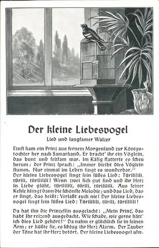 Liederkarte Der kleine Liebesvogel Walzer  Kat. Musik