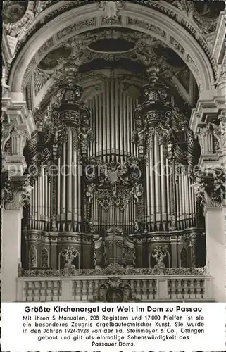 Kirchenorgel Dom Passau  Kat. Musik