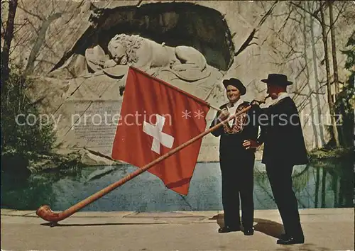 Alphorn Alphornblaeser Luzern Loewendenkmal Fahnenschwinger  Kat. Musik